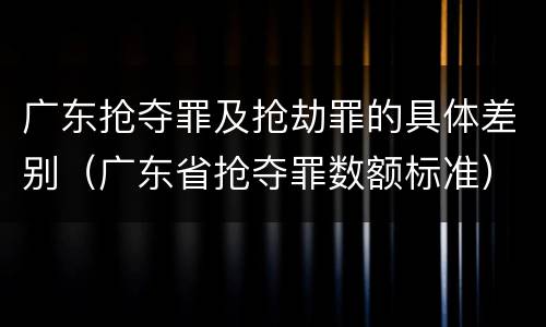 广东抢夺罪及抢劫罪的具体差别（广东省抢夺罪数额标准）