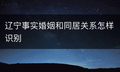辽宁事实婚姻和同居关系怎样识别