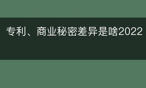专利、商业秘密差异是啥2022