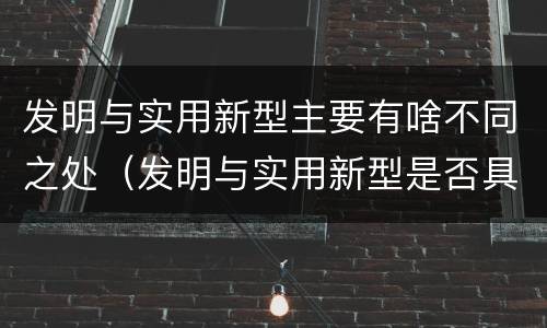发明与实用新型主要有啥不同之处（发明与实用新型是否具有实用性）