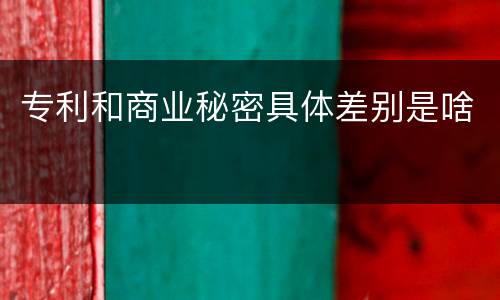 专利和商业秘密具体差别是啥