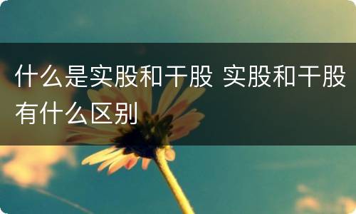 什么是实股和干股 实股和干股有什么区别