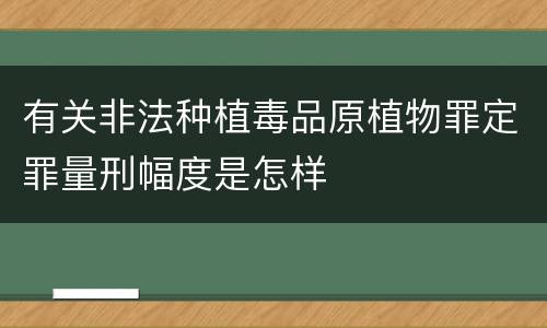 有关非法种植毒品原植物罪定罪量刑幅度是怎样
