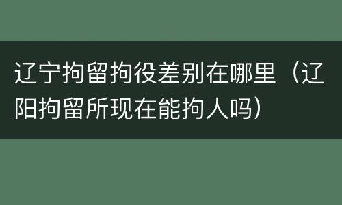 辽宁拘留拘役差别在哪里（辽阳拘留所现在能拘人吗）