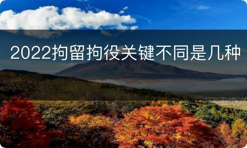 2022拘留拘役关键不同是几种