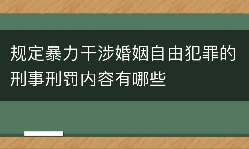 规定暴力干涉婚姻自由犯罪的刑事刑罚内容有哪些