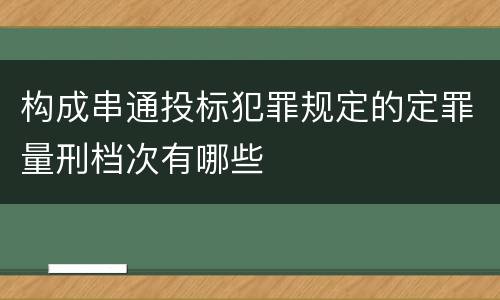 构成串通投标犯罪规定的定罪量刑档次有哪些