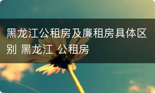 黑龙江公租房及廉租房具体区别 黑龙江 公租房