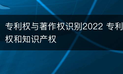 专利权与著作权识别2022 专利权和知识产权