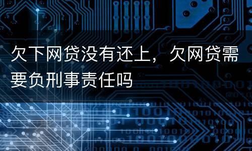 欠下网贷没有还上，欠网贷需要负刑事责任吗