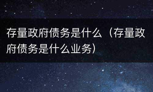 存量政府债务是什么（存量政府债务是什么业务）