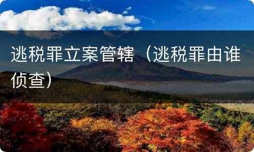 逃税罪立案管辖（逃税罪由谁侦查）