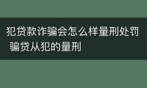 犯贷款诈骗会怎么样量刑处罚 骗贷从犯的量刑