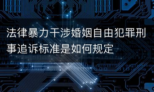 法律暴力干涉婚姻自由犯罪刑事追诉标准是如何规定