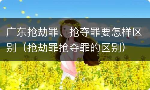 广东抢劫罪、抢夺罪要怎样区别（抢劫罪抢夺罪的区别）