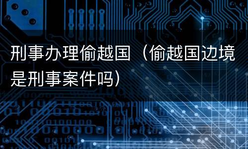 刑事办理偷越国（偷越国边境是刑事案件吗）