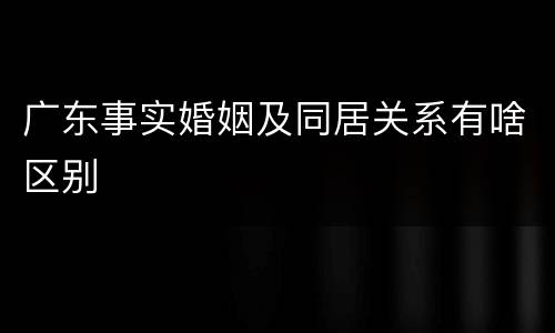 广东事实婚姻及同居关系有啥区别