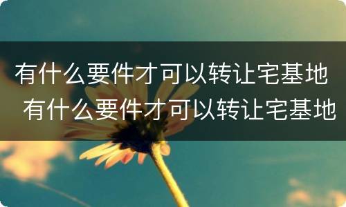 有什么要件才可以转让宅基地 有什么要件才可以转让宅基地呢