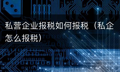 私营企业报税如何报税（私企怎么报税）