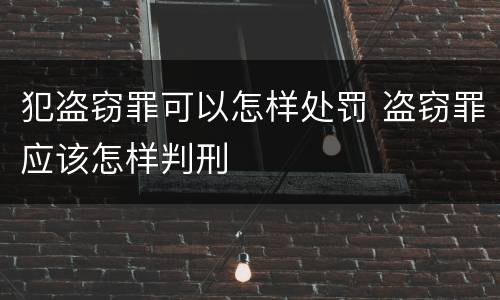 犯盗窃罪可以怎样处罚 盗窃罪应该怎样判刑