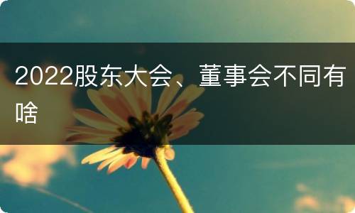 2022股东大会、董事会不同有啥
