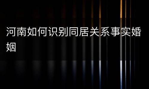 河南如何识别同居关系事实婚姻