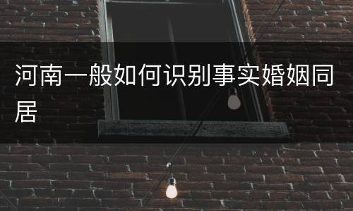 河南一般如何识别事实婚姻同居