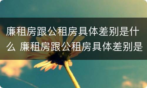 廉租房跟公租房具体差别是什么 廉租房跟公租房具体差别是什么呢
