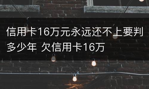 信用卡16万元永远还不上要判多少年 欠信用卡16万