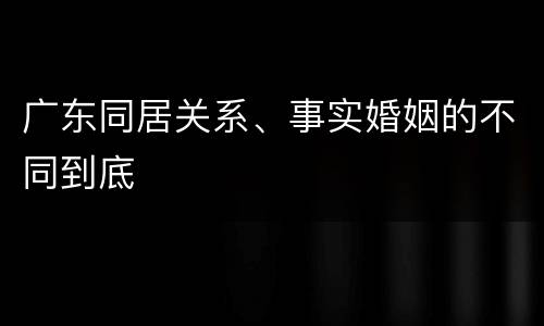 广东同居关系、事实婚姻的不同到底