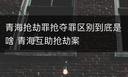 青海抢劫罪抢夺罪区别到底是啥 青海互助抢劫案