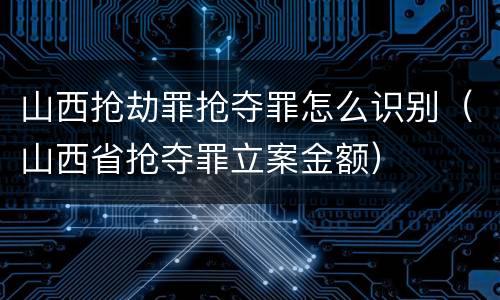 山西抢劫罪抢夺罪怎么识别（山西省抢夺罪立案金额）