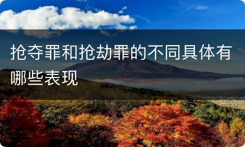 抢夺罪和抢劫罪的不同具体有哪些表现