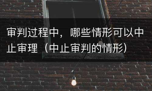 审判过程中，哪些情形可以中止审理（中止审判的情形）