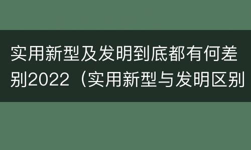 实用新型及发明到底都有何差别2022（实用新型与发明区别）