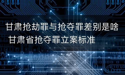 甘肃抢劫罪与抢夺罪差别是啥 甘肃省抢夺罪立案标准