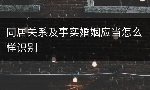 同居关系及事实婚姻应当怎么样识别