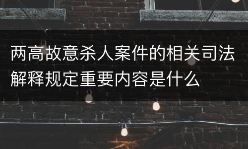 两高故意杀人案件的相关司法解释规定重要内容是什么