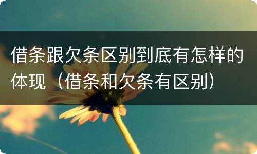 借条跟欠条区别到底有怎样的体现（借条和欠条有区别）