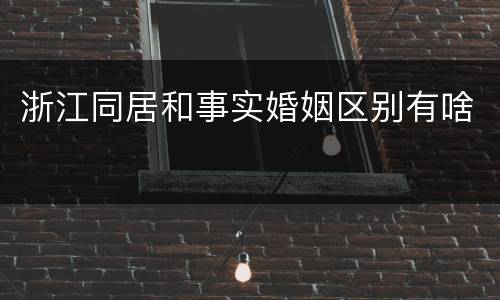 浙江同居和事实婚姻区别有啥