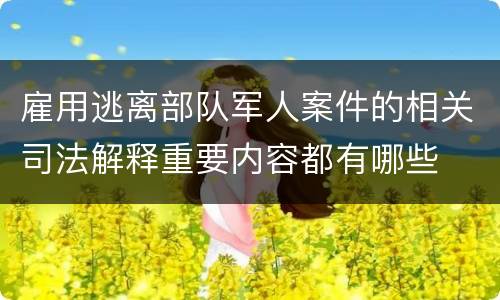 雇用逃离部队军人案件的相关司法解释重要内容都有哪些