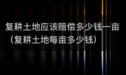 复耕土地应该赔偿多少钱一亩（复耕土地每亩多少钱）