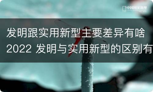 发明跟实用新型主要差异有啥2022 发明与实用新型的区别有