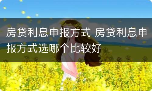 房贷利息申报方式 房贷利息申报方式选哪个比较好