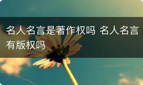 名人名言是著作权吗 名人名言有版权吗