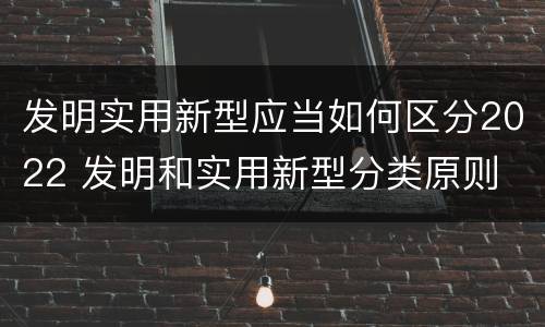 发明实用新型应当如何区分2022 发明和实用新型分类原则