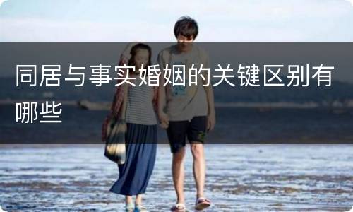 同居与事实婚姻的关键区别有哪些