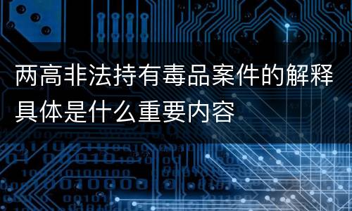 两高非法持有毒品案件的解释具体是什么重要内容