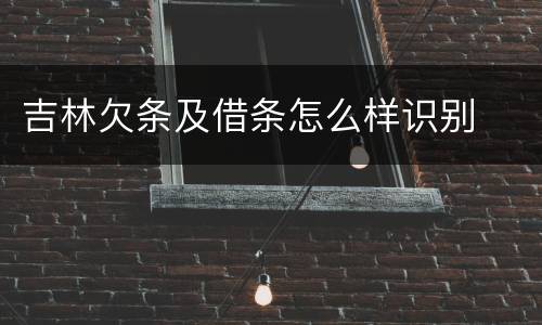 吉林欠条及借条怎么样识别