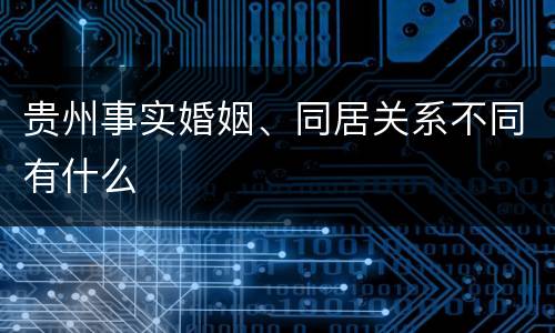 贵州事实婚姻、同居关系不同有什么